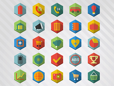 200 Long Shadow Polygon Icons