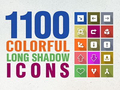 1100 Flat Long Shadow Icons