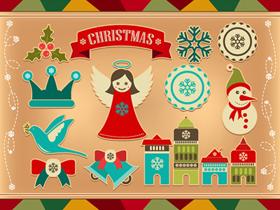 Christmas Retro Icons and Elements - FREE! christmas decorative emblems free freebie labels