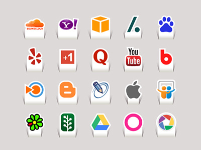 80 Paper Cut Social Media Icons