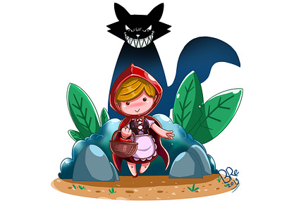Red Riding Hood character children book illustration design fairy tail fantasy illustration kid kids playing
