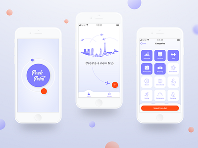 PackPoint - application for those who travel app design minimal mobile pack travel ui ux vector web website