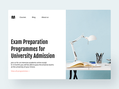 Exam Preparation school education first screen landing ui web