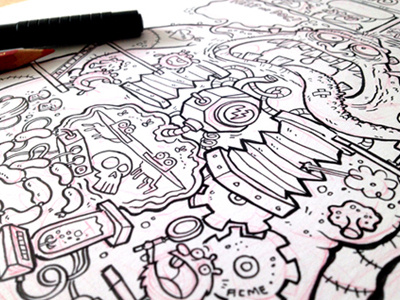 Monster Guts (Work in Progress) cartoon character character design illustration inking monster pencil pens process sketch wip work in progress