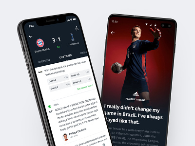 Onefootball App android app branding design feed football game ios live live ticker match mobile news onefootball soccer ticker typography