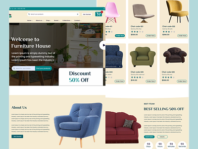 eCommerce Luxury Furniture-landing page design app branding graphic design landing page design mobile app design product design ui ux website website design