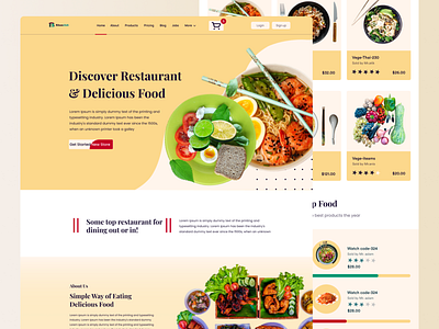 Natural Foods Restaurant landing page app design graphic design landing page design minimal mobile app design product design ui ux website design