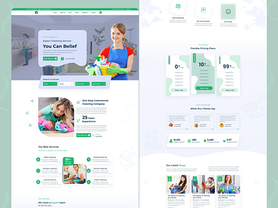 Professional Cleaning Services app branding design graphic design landing page design minimal mobile app design product design website website design