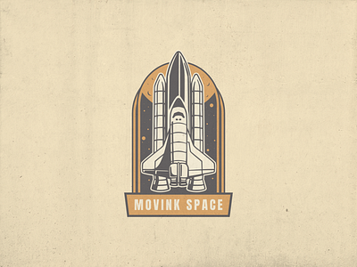 Movink Space dribble badge badge design badge logo hand drawn illustration logo tshirt