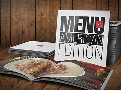 Menu American Edition america american style burgers cafe dinner dishes food food photo identity marianor design menu restaurant