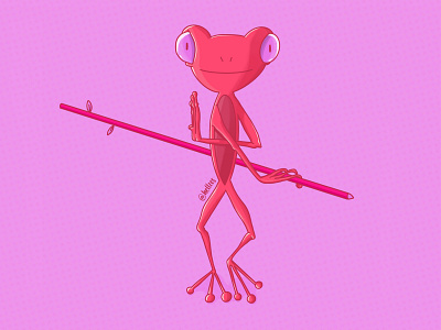 Ranita Kung fu amphibian artwork character design characterdesign digital art digital illustration digital painting frog hellzes illustration ilustración kungfu personaje pink procreate rana