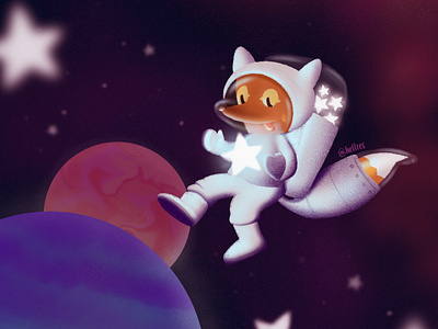 Picking Stars artwork astronaut childrenbook digital art digital illustration digital painting fox hellzes illustration ilustración ilustración infantil kidsillustration kidslitart planets renard space stars zorro