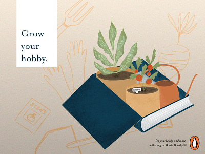 Bookby Ad No. 1 advertising advertisment book books gardening illustration plants procreate texture