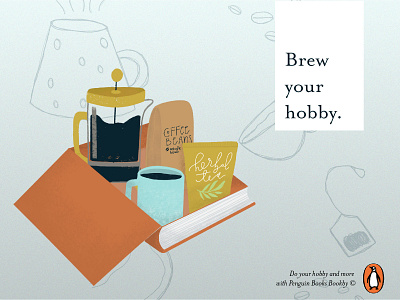 Bookby Ad No. 2 advertisement advertisment books brew coffee illustration procreate tea
