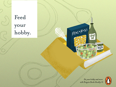 Bookby Ad No. 3 advertisement advertising advertisment baking books cooking food illustration noodle procreate