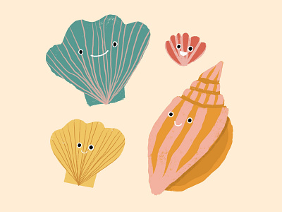 happy sea shells design illustration marine life procreate sea sea creature sea life sea shells shells