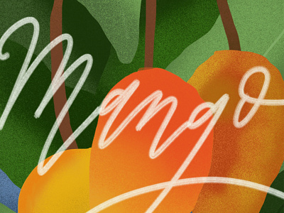 Mango: Texture Study design fruit greenery illustration illustrator leaves mango procreate tropical typogaphy