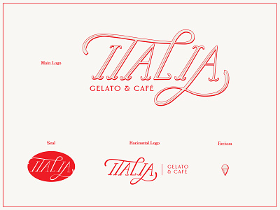 Italia Brand Identity Logos brand identity brand identity design cafe customtype food branding gelato ice cream illustrator logo logodesign logotype typogaphy