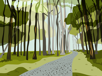 Path in the Woods design forest green illustration illustrator path trees woods