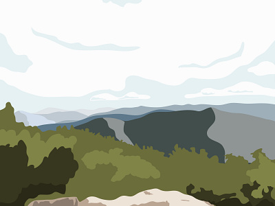 Spy Rock in the Summer clouds design greenery illustration illustrator mountains nature trees