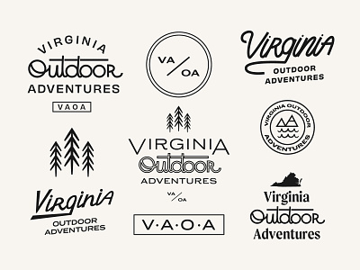 VAOA Logos in Process brand design branding branding design illustrator logo design logos outdoor logo podcast cover vintage type virginia