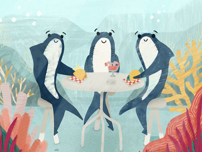Wanna grab fish tacos? design fish tacos illustration illustrator ocean floor procreate sharks underwater