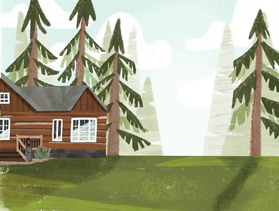Cozy Minnesota Cabin cabin cabin illustration editorial editorial illustration forest illustration illustrator minnesota procreate woods