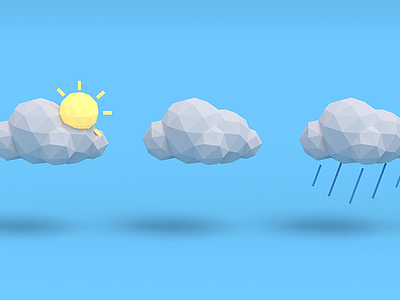Weather icons 3d blender blue cloud icons sun weather