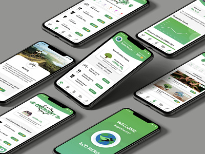 Eco Hero - Carbon Reduction Mobile application adobe xd adobexd app design eco greenconcept mobile photoshop uiux ux