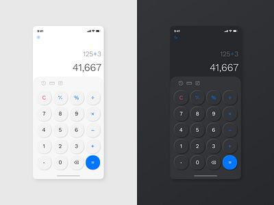 4 Daily UI - Calculator calculator convex buttons dailyui dailyui challenge3 dark dark theme design designer figma light theme phone ui white theme