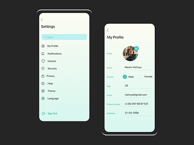 7 Daily UI - Settings account design designer mobile mobile adaptation profile settings ui