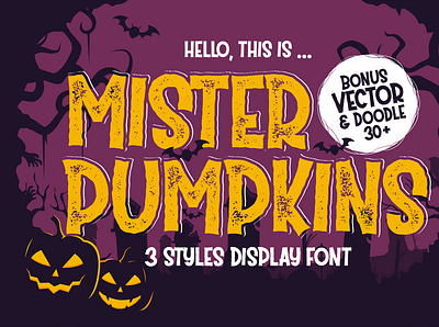 Mister Pumpkins display font halloween halloween digital paper halloween doodle horror art illustration pumpkins zombie