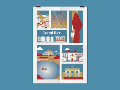 Grand Dax, poster branding colorfull design flatdesign france goodies graphic design illustration tourism vector