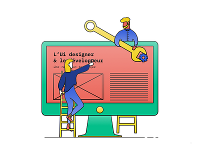 Illustration about relationship between Ui and Dev dev illustration illustrator ui