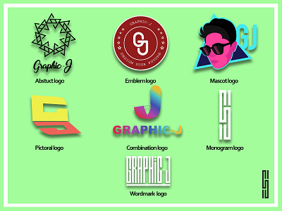 GJ 7 logo types branding design illustration logo