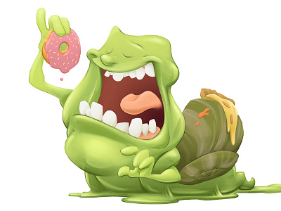 Slimer character design digital ghostbusters illustration junk food slimer