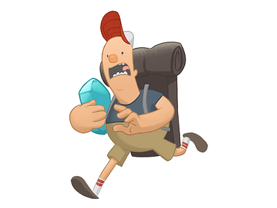 Good day for a hike backpack character design digital expression illustration running