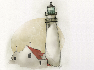 Cape Cod Lighthouse building digital illustration light lighthouse pen pencil sea yellow