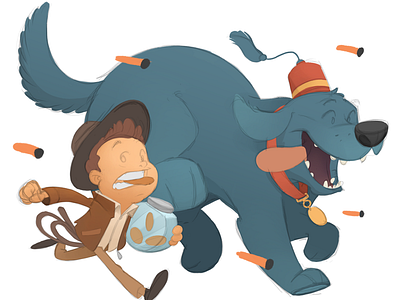Young Indy with Sal cookies dog illustration indiana jones