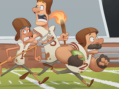 Running Scared WIP character design digital football illustration mob torch villagers