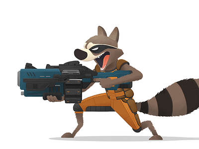 Rocket! character design gun illustration marvel raccoon rocket