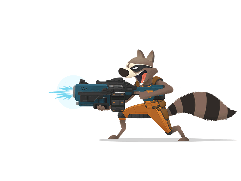 Rocket Raccoon Animation animation fun guardians of the galaxy gun illustration marvel raccoon rocket