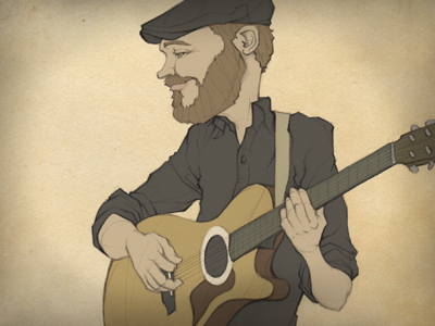 Good Ol' Andy Pete acoustic andrew peterson beard digital guitar illustration musician