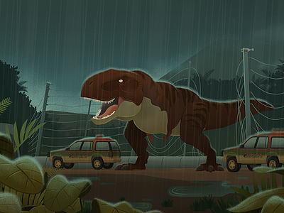 Rex Breakout dinosaur illustration jurassic park roar trex