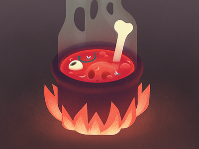 Bone Broth bones cauldron digital eyeball halloween illustration soup spooky