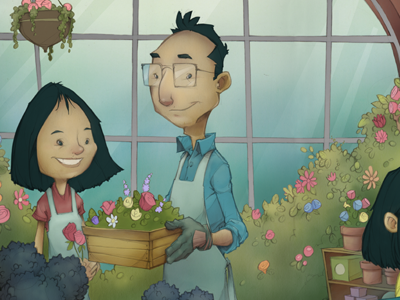 Flower Shop childrens book digital florist flowers illustration