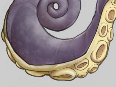 Squid Arm digital illustration purple squid suckers tentacle yellow