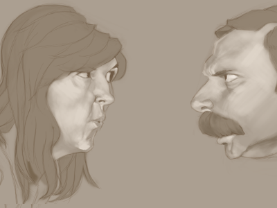 Argument argument caricature digital illustration mustache people