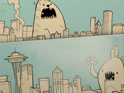 Monsterscapes chicago digital illustration monster seattle