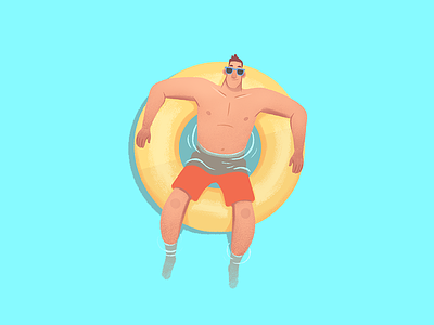 Tuber character design digital float illustration photoshop river summer tubing vacation